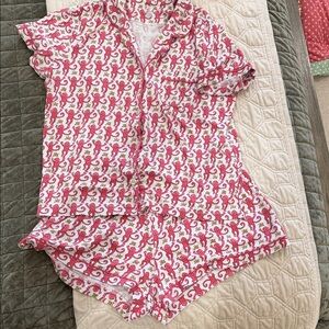 Roller Rabbit Pink Monkey Print PJ Set